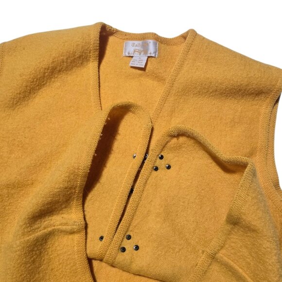 Tally Ho Wool Vest XL Yellow Hook Closure Sleeveless Vintage Top Retro Fashion - Picture 15 of 16
